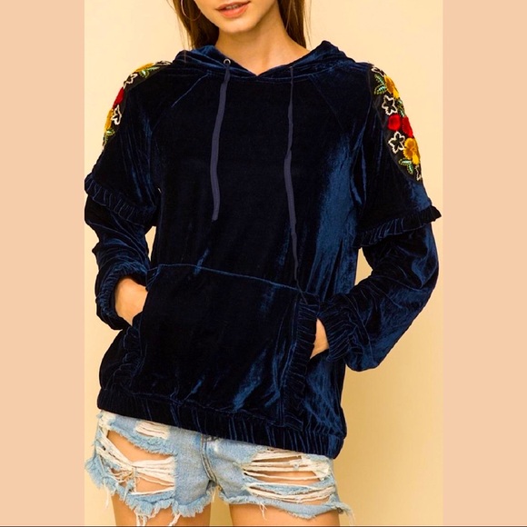 SEE NEW LISTING - NWT Velvet Embroidered Pullover Sweatshirt - Picture 2 of 9